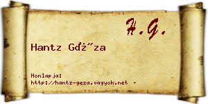 Hantz Géza névjegykártya